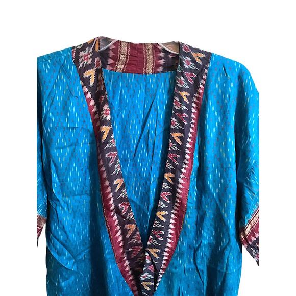 Kashi Silk Jacket Robe Kimono 100% Silk Open Front Boho Hippie One Size - Picture 3 of 12